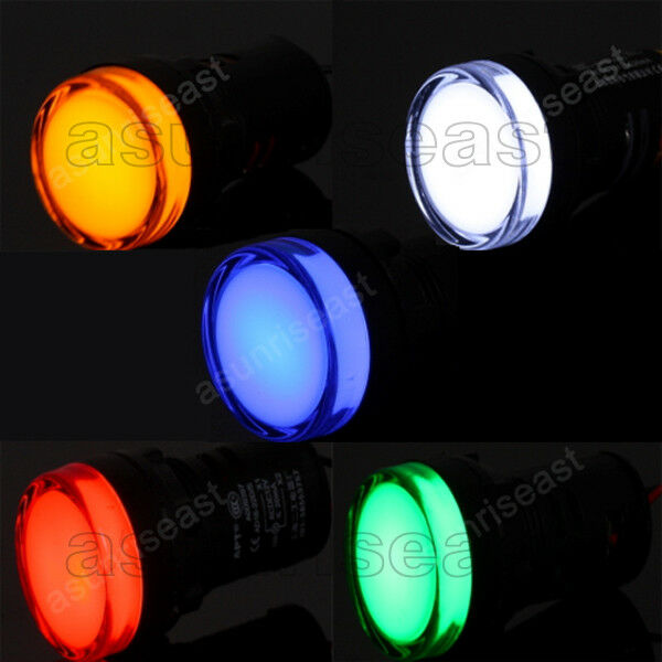 Led Indicator Pilot Light Signal Lamp Panel Red Green Blue Yellow White 22mm
